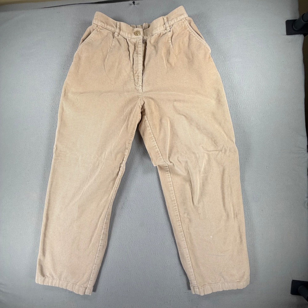 L.L.Bean Womens 10 Beige Corduroy Pants Original Fit Straight Leg Stretch Cotton